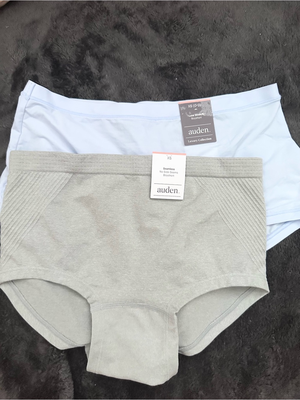NEW 2 XS auden Women's Seamless Boyshorts - Light Blue & Light Gray (2-Pack)